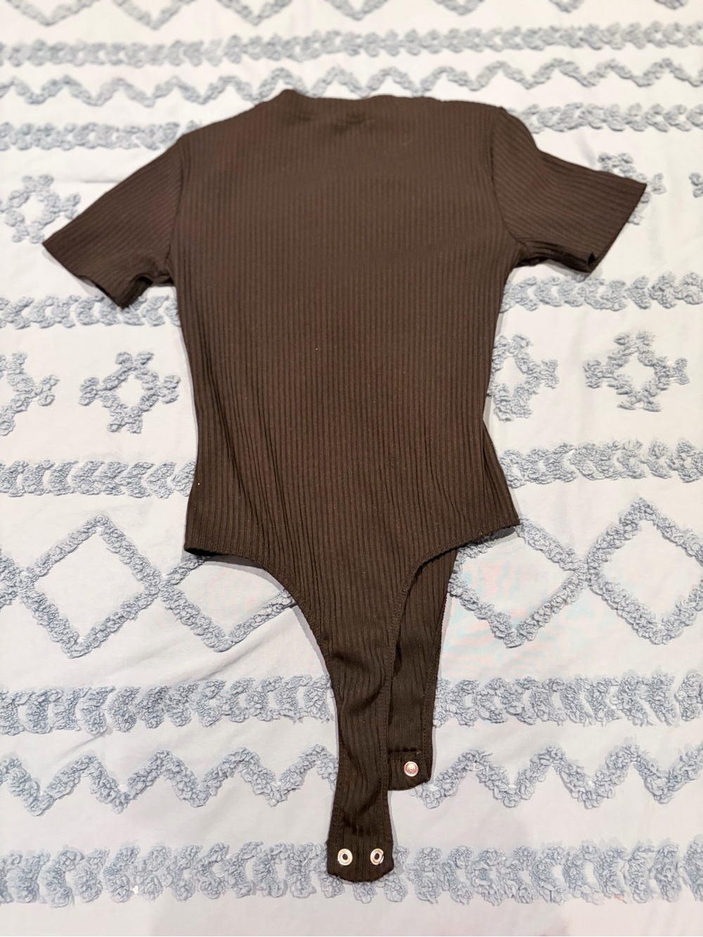 SO Black Ribbed Short-Sleeve One-Piece Bodysuit - Picture 2 of 5